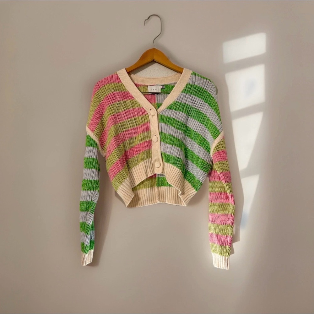 Lush Striped Green and Pink Women's Sweater